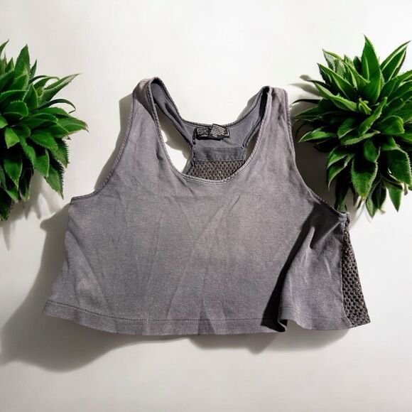 VTG Women’s M Crop Tank Top Shirt Black Sleeveless Racer Back Sheer Sportego - Picture 2 of 6